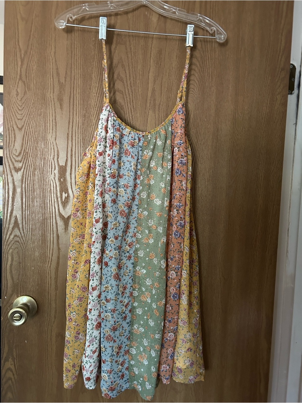 Entro - Floral Patchwork Cami Sundress, Spaghetti Straps. Size-Small